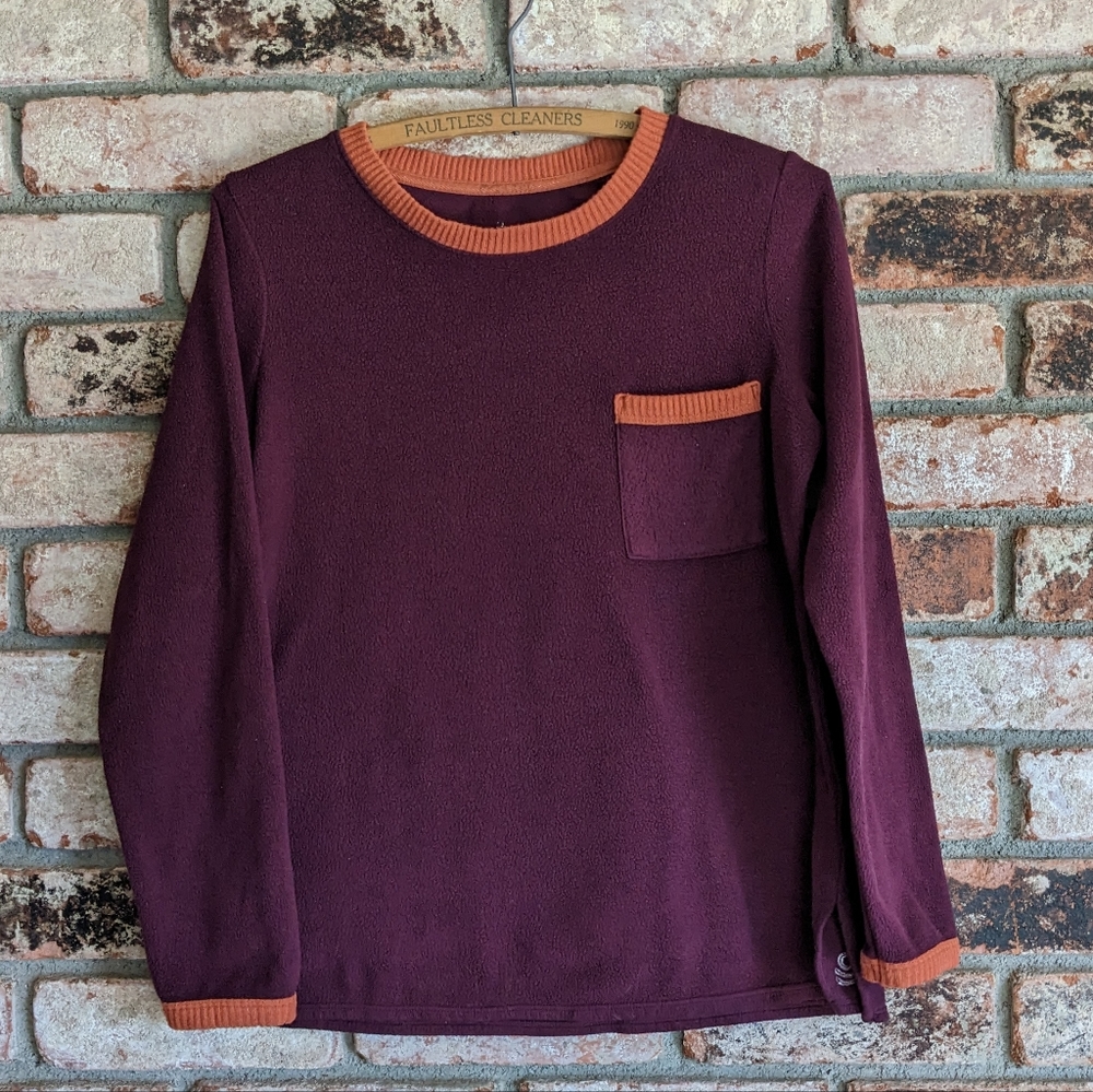 🍷 Cuddl Duds Cozy Fleece Sweatshirt XS Burgundy & Orange